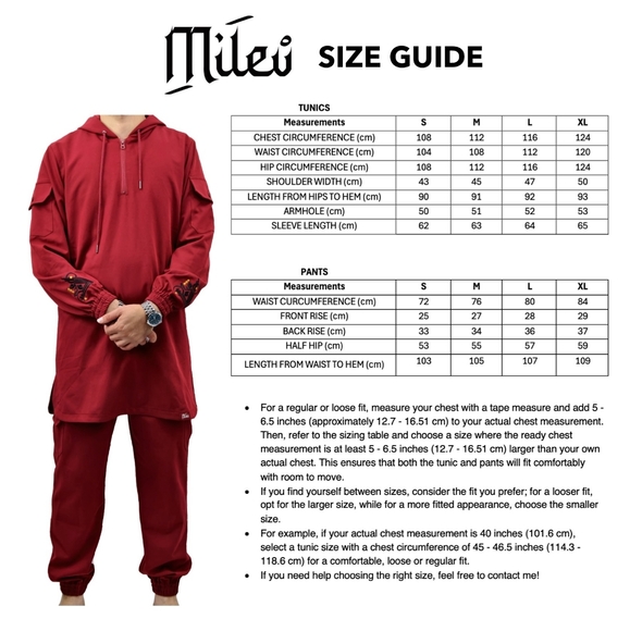 MILEV Signature 2-Piece Modest Set Men - Tunic & Trousers - Embroidered Maroon - Picture 11 of 11